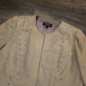 Studio 1 Women Jacket And Shell, Sz 12P, Camel Brown Faux Suede Vintage